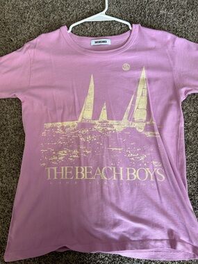 Daydreamer Pink Tee with Gold The Beach Boys Graphic